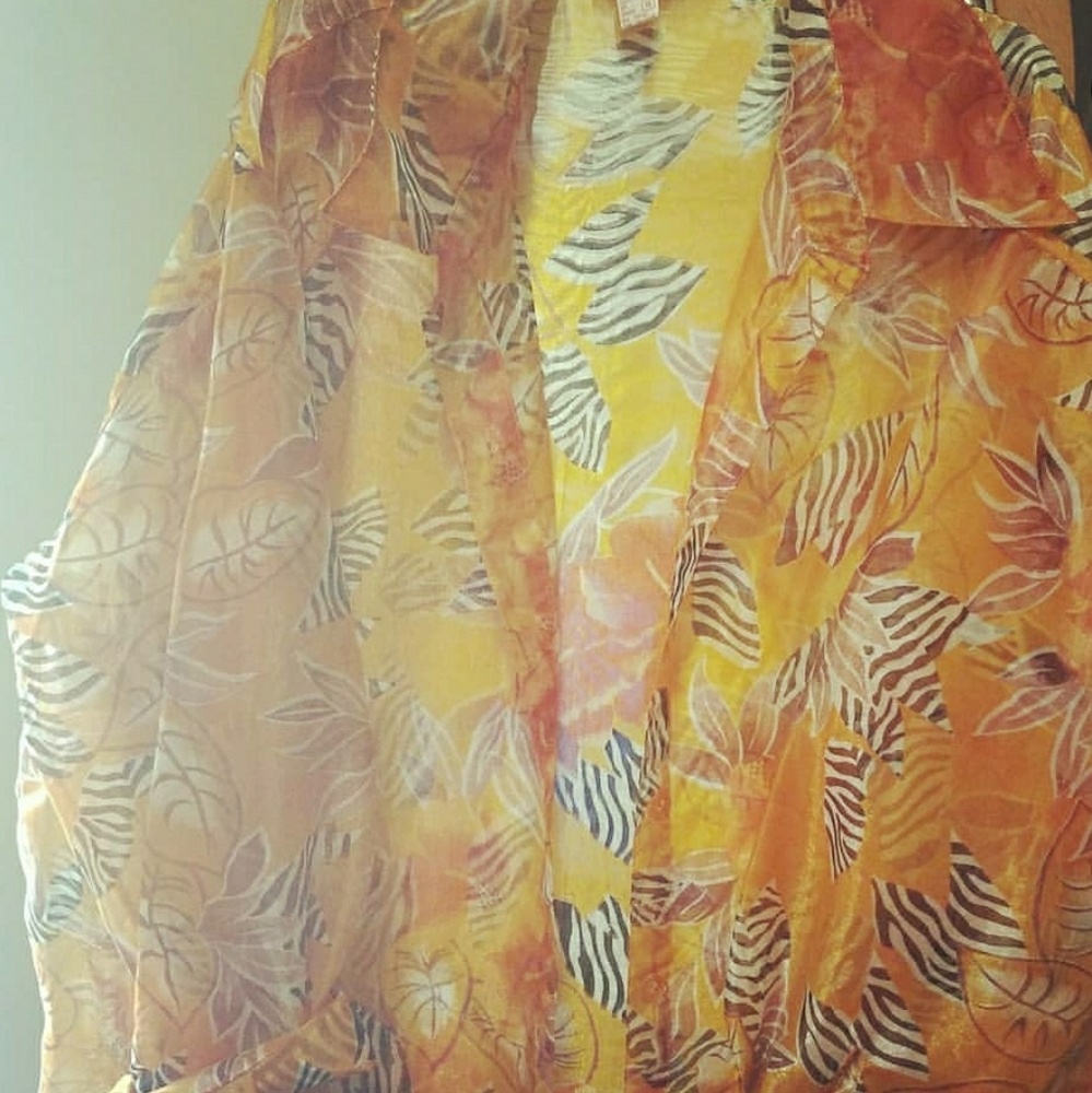 Sheer Orange long sleeve blouse